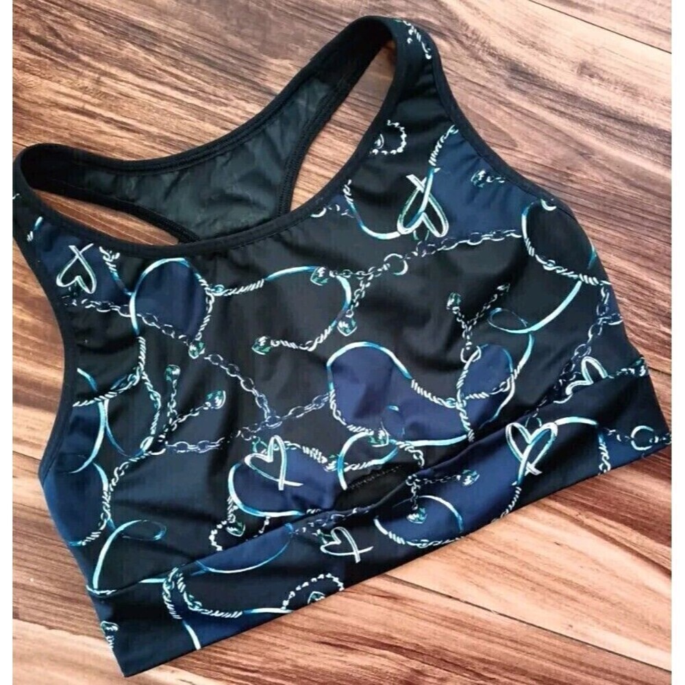 Victoria's Secret Sports Bra Medium Racerback Active Gym Yoga Blue Keyhole